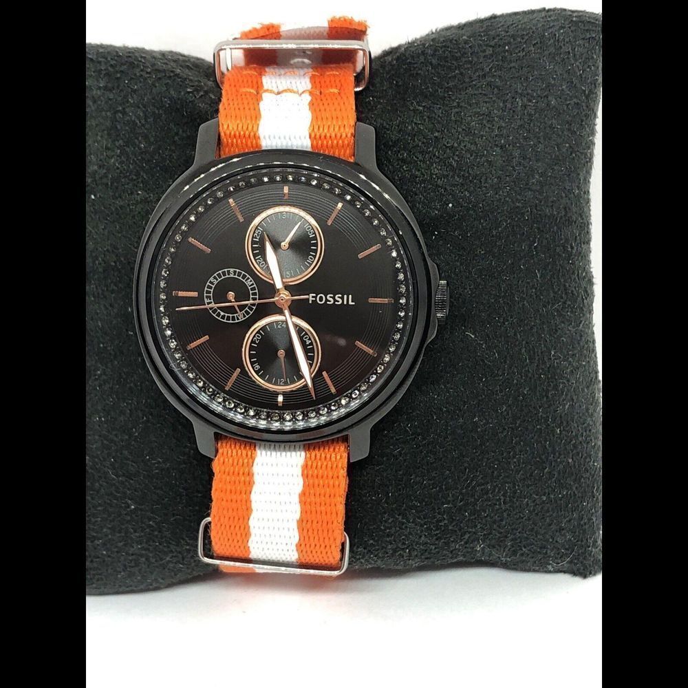 Fossil ES3451 Women Multi-Color Nylon Analog Black Dial Quartz Wrist Watch QB307